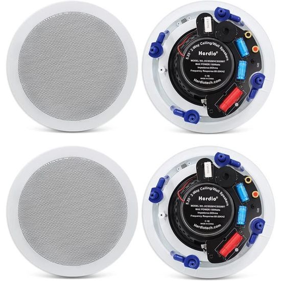Enceintes Encastrables Herdio 5.25" 600W Bluetooth - Pour Plafond/Mur, Lot De 4