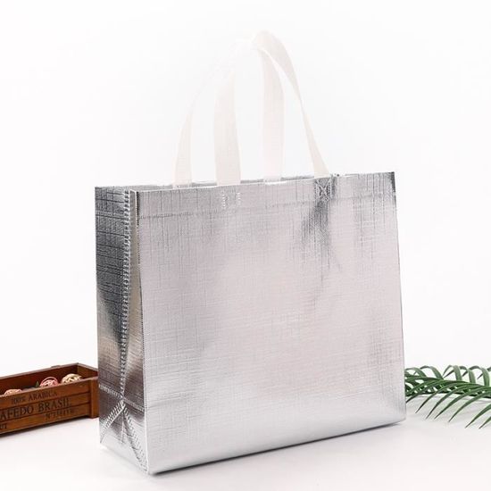 Lot De 30 Sacs De Courses Réutilisables Non Tissés Avec Poignées - Taille 30x25 Cm, Blanc, Pour Courses Et Rangement