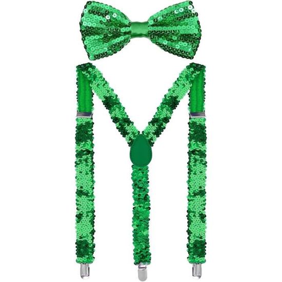 Costume Disco Paillettes Homme – Chapeau, Bretelles, Gants, Cravate – Tenue Rétro Années 70/80 – Carnaval Et Fête Thème