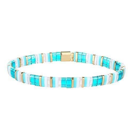 KELITCH Bracelet en Perles Tila Bracelet Extensible Coloré Bracelets Miyuki Bracelets Chaîne Arc-en-Ciel pour Femme