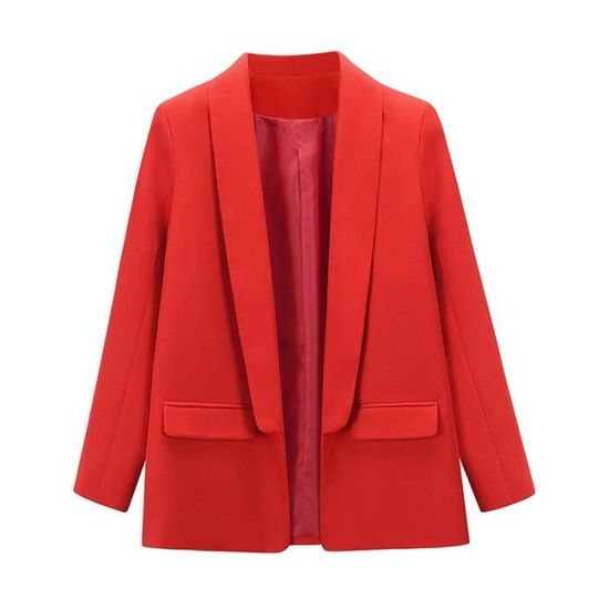 Blazer Veste Femme Chic Et Élégant Col Rabattu Manches Longues Blazers Mi Saison D'Affaires Classique Décontractés Ajustée Veste Blazer Bureau Travail Automne Cardigan (White, S