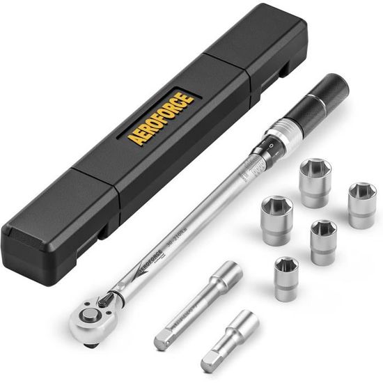 Clé Dynamométrique 3/8'' 10-60 Nm – Précision ±3% – Avec Douilles, Extensions, Cardan – Pour Bougies, Mécanique Auto