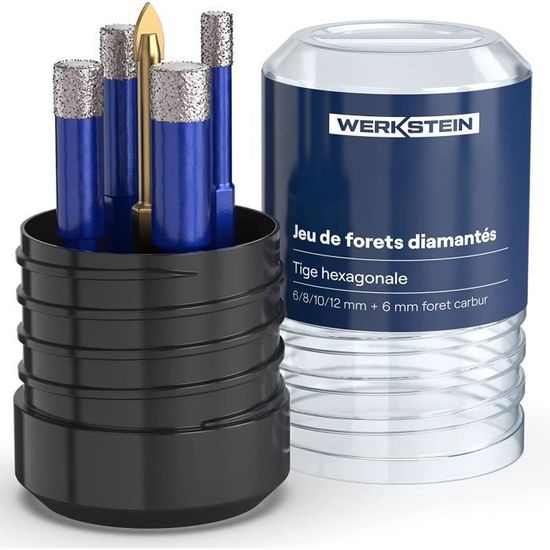 Kit De 5 Forets Diamant SURFOU Pour Carrelage, Céramique, Verre - 5, 6, 8, 10, 12 Mm + 1 Foret Métaux 6mm