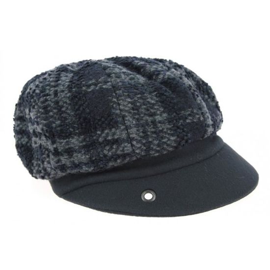 Casquette Gavroche Brooklyn Jaxon & James - Laine Et Polyester - Bleu Marine à Chevrons - Taille Ajustable