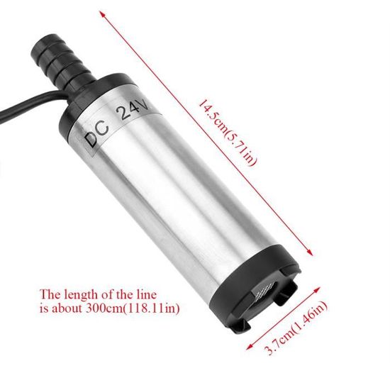 Pompe Submersible 12V Acier Inoxydable 3,8 Cm | Pour Gasoil, Kérosène, Eau | Débit 12 L/min - Idéale Agricole, Bateau