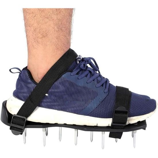 AIQII Aérateur De Pelouse Chaussures à Ongles Avec Sangles Réglables Et Scarificateur En Métal
