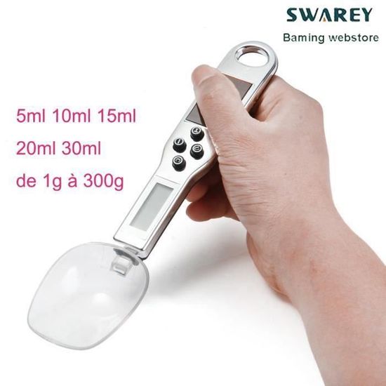 Balance Cuillère Doseuse électronique LCD – Cuillère Amovible, Noir – Sans Fil