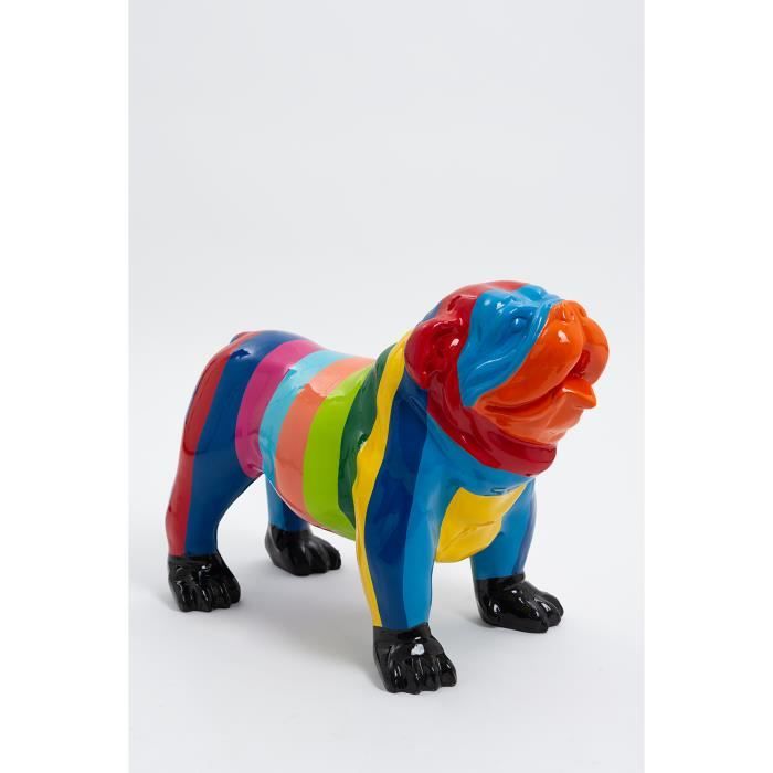 Statue chien bouledogue anglais debout taille S - LONDRES - 60cm - sculpture résine animal design deco decoration