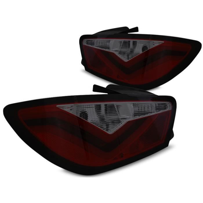 Paire de feux arriere Seat Ibiza 6J 3 portes 08-12 led LTI rouge fume (E22)
