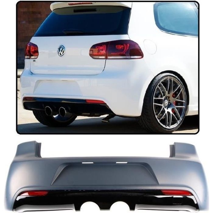 PARECHOC PARE CHOC ARRIERE VW GOLF 6 LOOK R20 + DIFFUSEUR NOIR BRILLANT