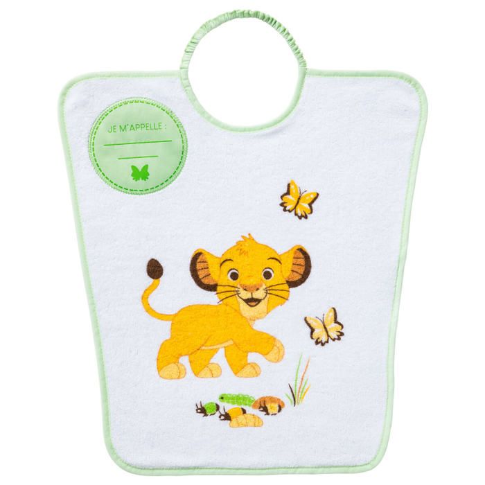 DISNEY Bavoir maternelle ROI LION JE M'APPELLE - Coton/Polyester - 35 x 38 cm