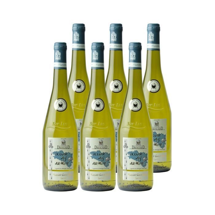 Muscadet Sèvre et Maine sur lie Douar Ag Armor Blanc 2021 - Lot de 6x75cl - Vignoble Drouard - Vin AOC Blanc du Val de Loire