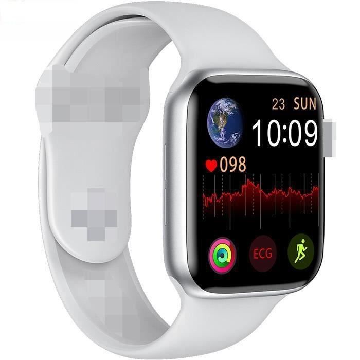 Montre Connectée W6 Smartwatch 1,75- Écran IP68 Étanche Bluetooth 4.0+3.0 pour iPhone Samsung ou XIAOMI Blanc