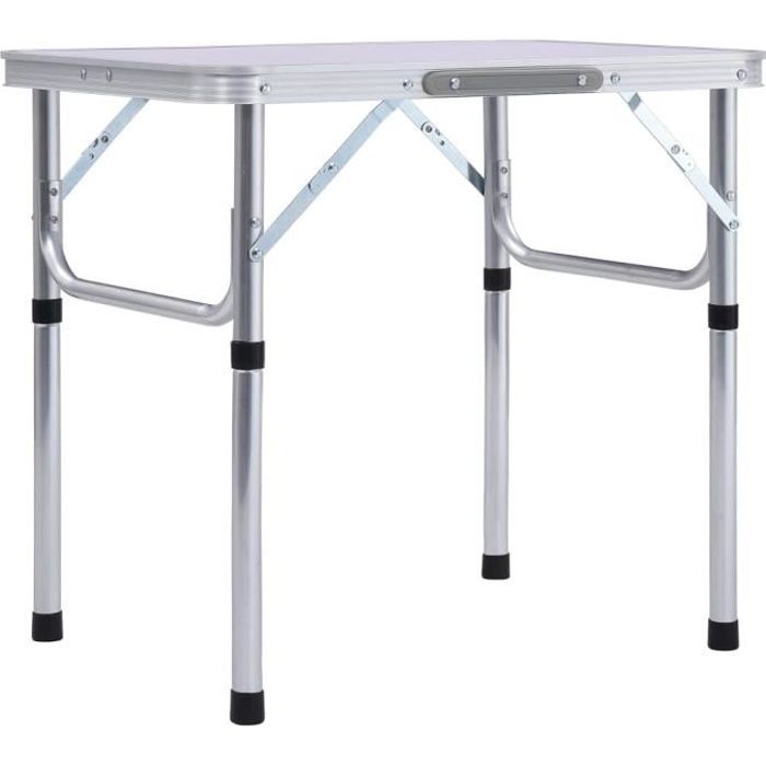 French ®1424Super Table de Camping Portable Table de Jardin Pliable de 4 à 6 places terrasse Décor - Table de pique-nique Blanc Alum