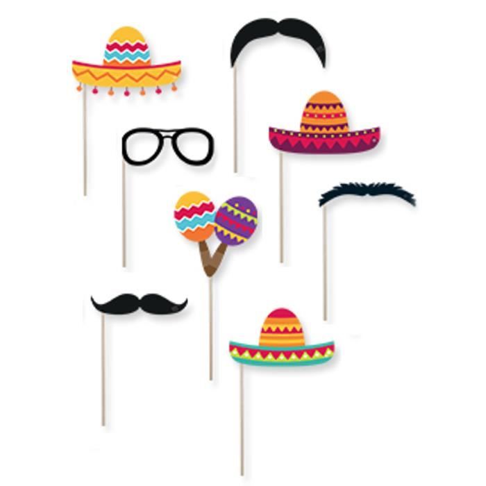 Kit photobooth mexicano 8 accessoires