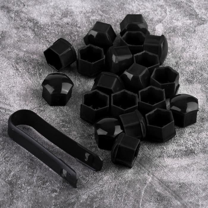 Dioche Cache-écrou de roue 20pcs 17mm écrou roue de voiture moyeu automatique vis Protection capuchon antivol noir