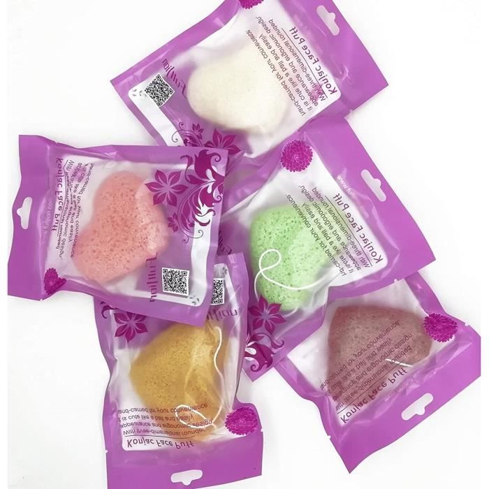 Accessoires pour le bain Éponge Konjac Exfoliante visage 100% BIO (Lot de 5) - Eponge Nettoyante de Peau de Visage et Co 14628