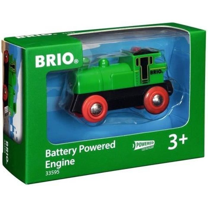 Brio World Locomotive à pile Bi-directionnelle Verte Accessoire lumineux Circuit de train en bois - Ravensburger - Dès 3 ans - 33595