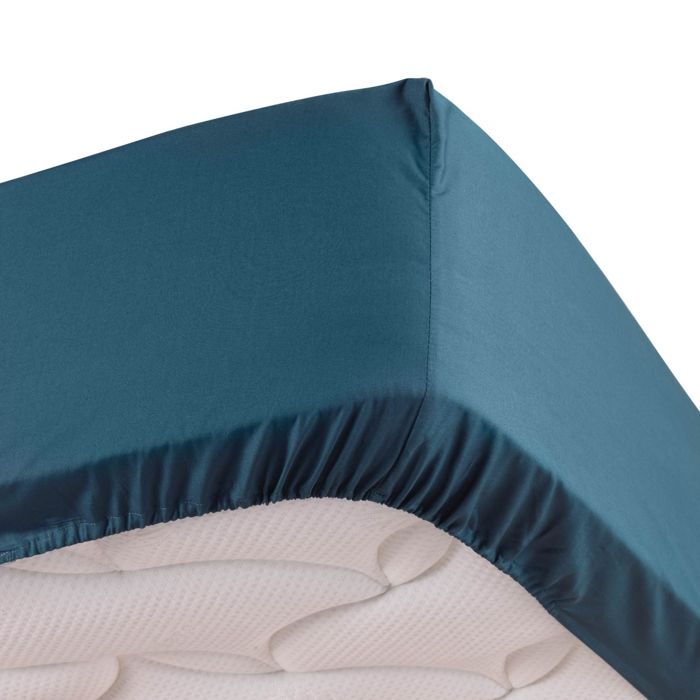 CDaffaires Drap housse bleu 140 x 190 cm en percale bonnet 30 cm