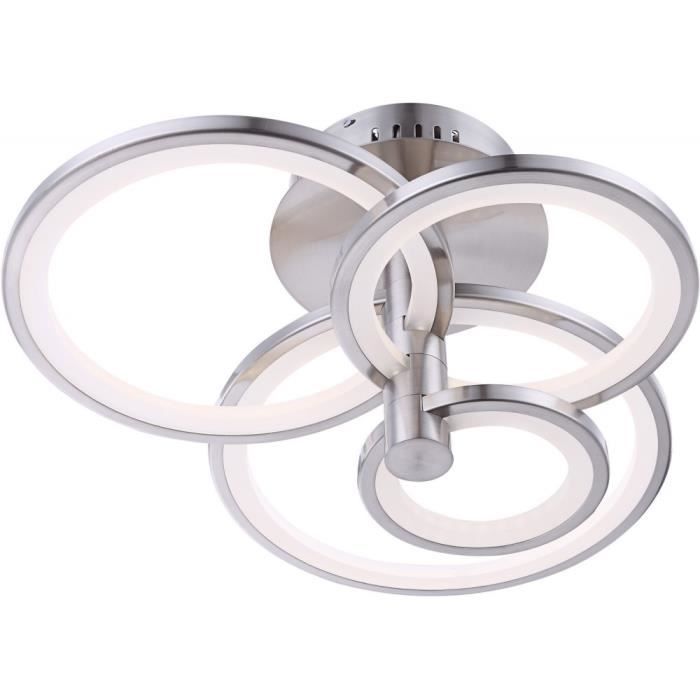 Éclairage plafonnier DEL nickel mat lampe LED 60 watts anneaux luminaire couloir