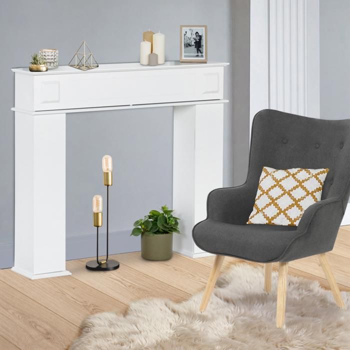 IDMARKET Console manteau de cheminée décorative avec rangements