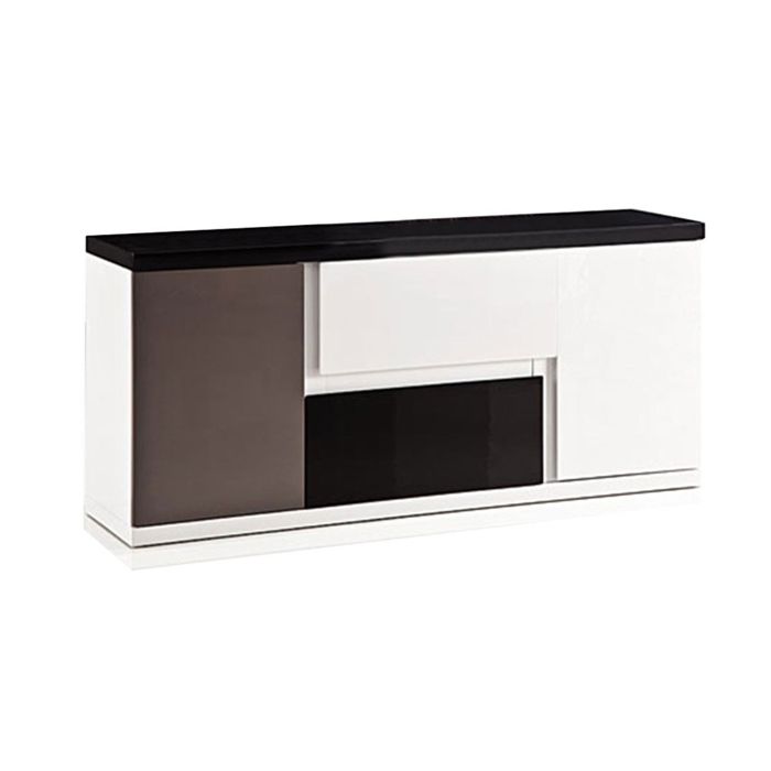 Bahut laqué TRIOS - Taupe / Noir / Blanc 80