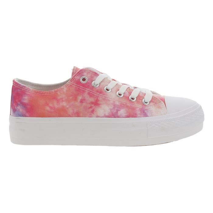 Baskets basses femme en toile Les Petites Bombes Delyas roses