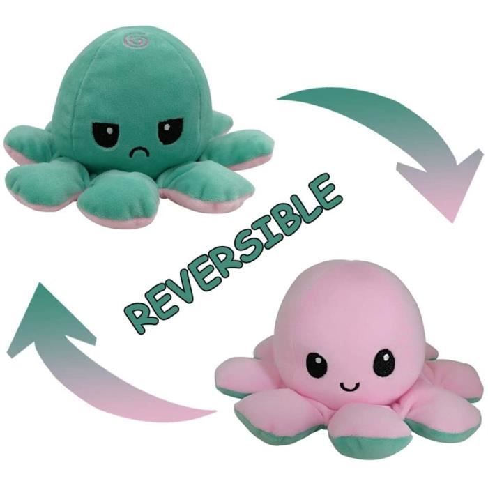 Peluche Poulpe Reversible Poupée en Peluche Double Face Flip Octopus pour Garçons Filles