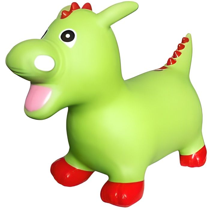 Hop Mon dinosaure sauteur vert + pompe de gonflage - Ballon Animal a sauter - Jouet enfant, Bebe 24 mois - Jusqu'a 50 kg
