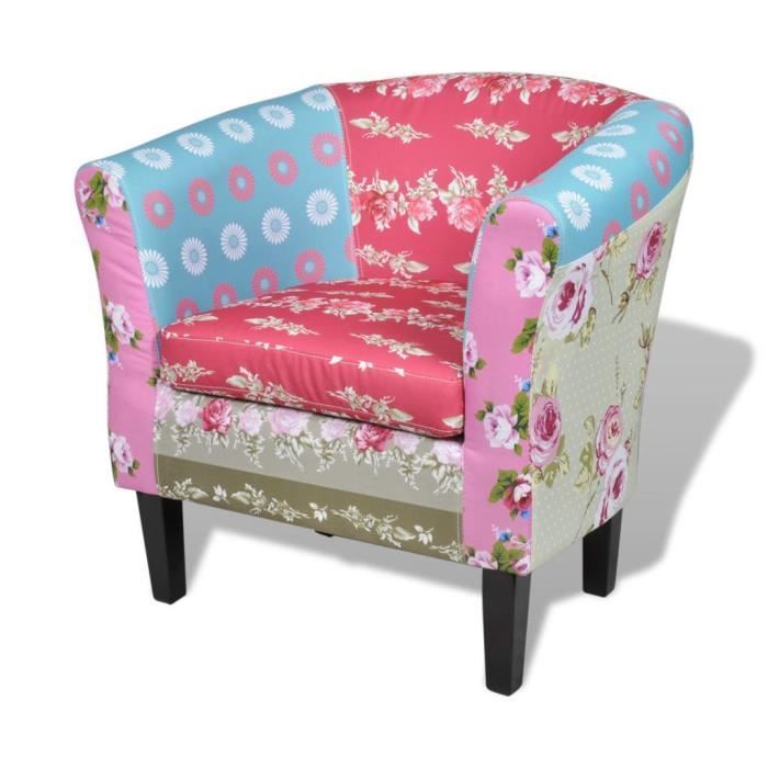 Fauteuil avec design de patchwork Tissu Fauteuil de jardin Fauteuil Relaxation Fauteuil Scandinave