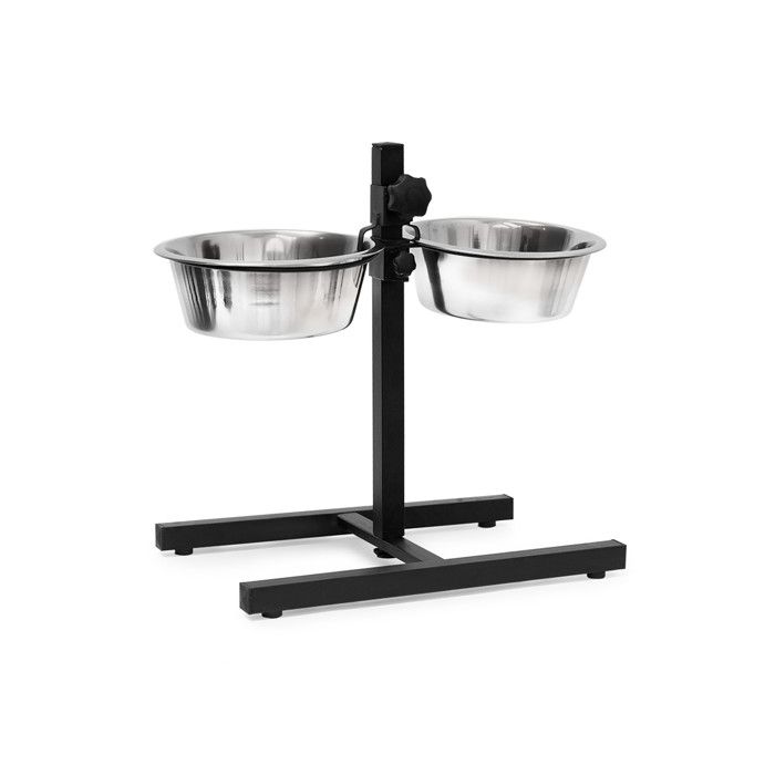 Relaxdays Lot de 2 gamelles amovibles écuelles hauteur réglable nourriture pâtée croquette pour chiens et chats avec hauteur