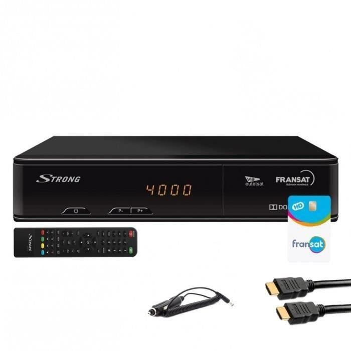STRONG RÉCEPTEUR TV SATELLITE HD + CARTE FRANSAT PC6 + CÂBLE HDMI + CÂBLE 12V