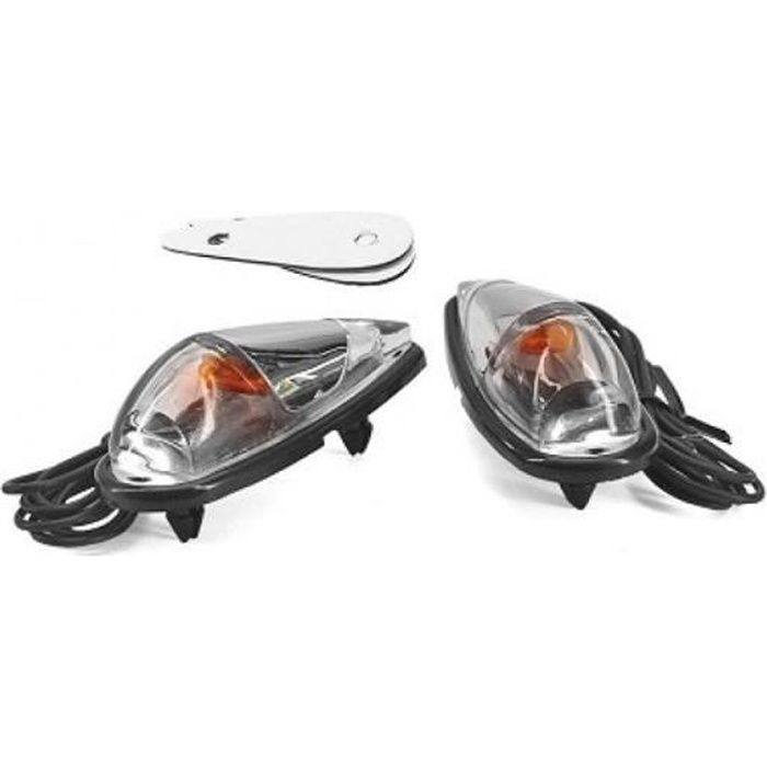 Paire de mini clignotant goutte d'eau 12V à LED orange chromé moto scooter 50