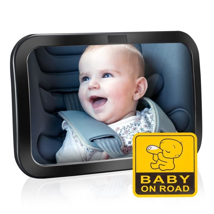 Miroir Voiture Bébé, Rétroviseur De Surveillance Bébé Pour Siège Arrière Miroir De Auto En Sécurité, Sangles Elastiques Réglables