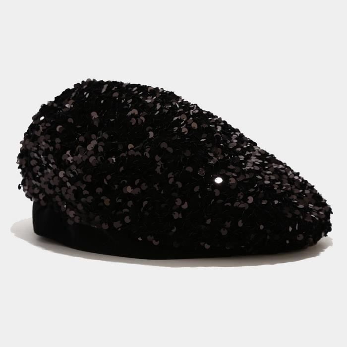 black 1 -Chapeau de peintre à paillettes pour femme, béret tendance, Version coréenne, japonais, rétro britannique, Design octogonal