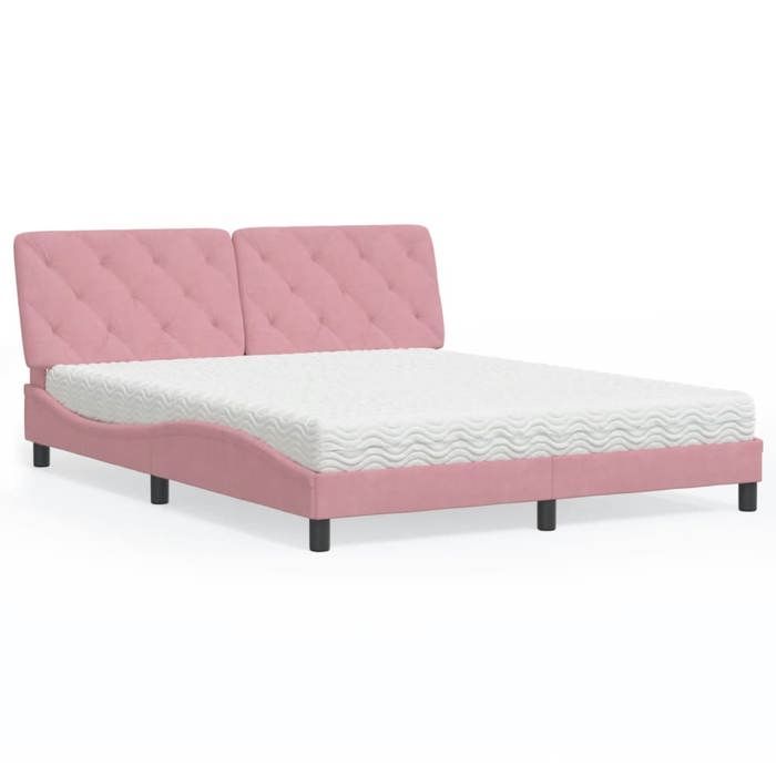 vidaXL Lit avec matelas rose 160x200 cm velours 3208669