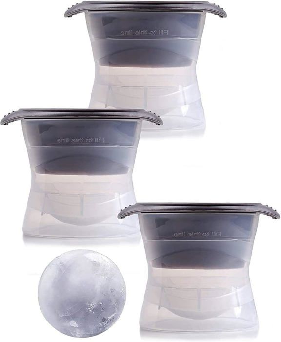 Lot De 3 Bacs à Glaçons Sphériques KICHLY - Glaçons Ronds Pour Whisky, Cocktails - Sans BPA, Démoulage Facile - Bleu