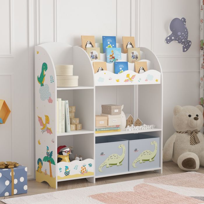 Étagère enfant Lysekil à motif dinosaure 100 x 93 x 30 cm blanc gris Étagère enfant Lysekil à motif dinosaure 100 x 93 x 30 cm blanc gris