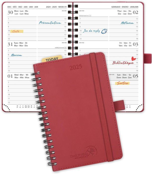 NOTIQUE Agenda Semainier Poche 2025 A6 - Fermeture Magnétique, Couverture Rigide Claude Monet