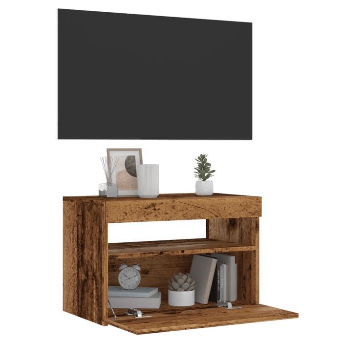 vidaXL Meuble TV avec lumières LED vieux bois bois dingénierie support TV meuble multimédia console TV meuble hifi 856309