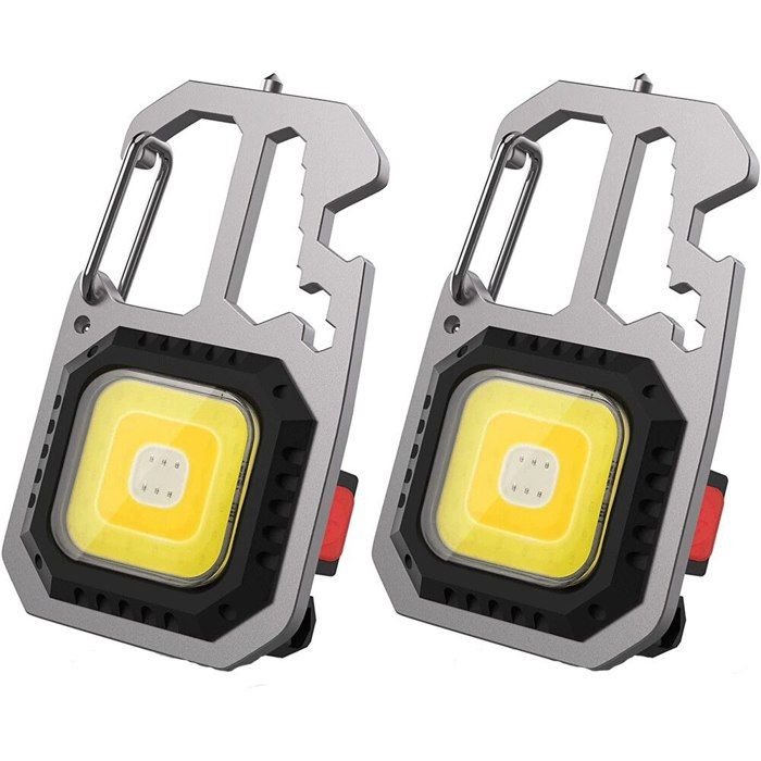 Ensemble de 2 lampes de travail LED 7 en 1 6 watts 800 lumens étanche type C extérieur avec aimant noir