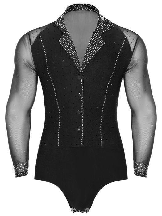 Renvena Justaucorps De Danse Latine à Manches Longues Pour Homme Avec