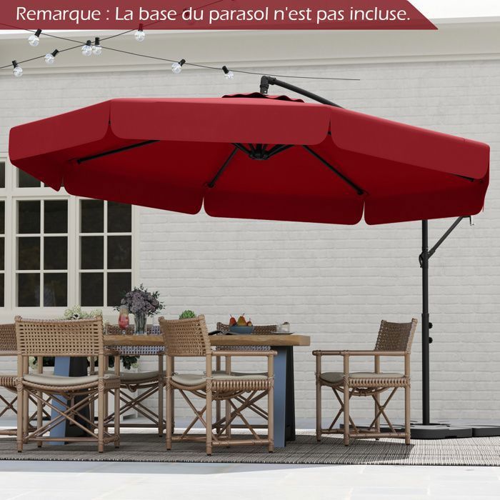 Parasol Déporté 3M avec Housse COSTWAY Inclinaison 0-35° Protection Solaire 8 Baleines Ombrage Parasol de Jardin Terrasse Rouge