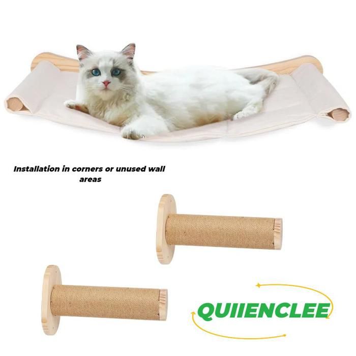 Comparer les prix de Hamac pour chat - 7.5*53.5*46.5cm - Lit mural pour chat - Jeu de griffoirs pour chat - Blanc - QUIIENCLEE