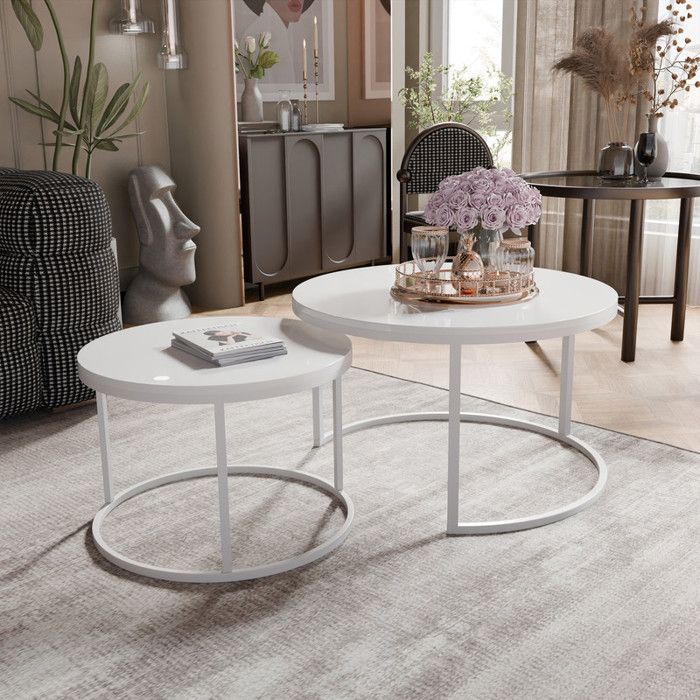 Lot de 2 table basse ronde marbre Design Original Lot de 2 table basse ronde marbre Design Original