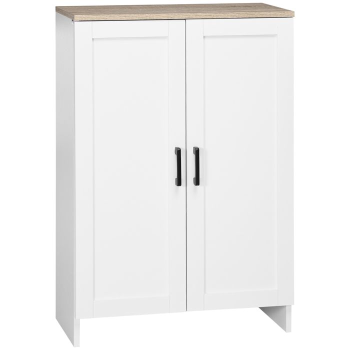 Buffet - HOMCOM - placard à portes et étagères réglables - panneau de particules - 60 x 30 x 90 cm - blanc