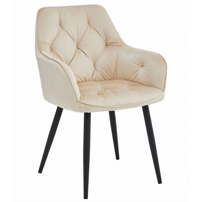 KOMODEE Chaise ISCA - velours beige / pieds noirs x 1 56x84x62 cm KOMODEE Chaise ISCA - velours beige / pieds noirs x 1 56x84x62 cm