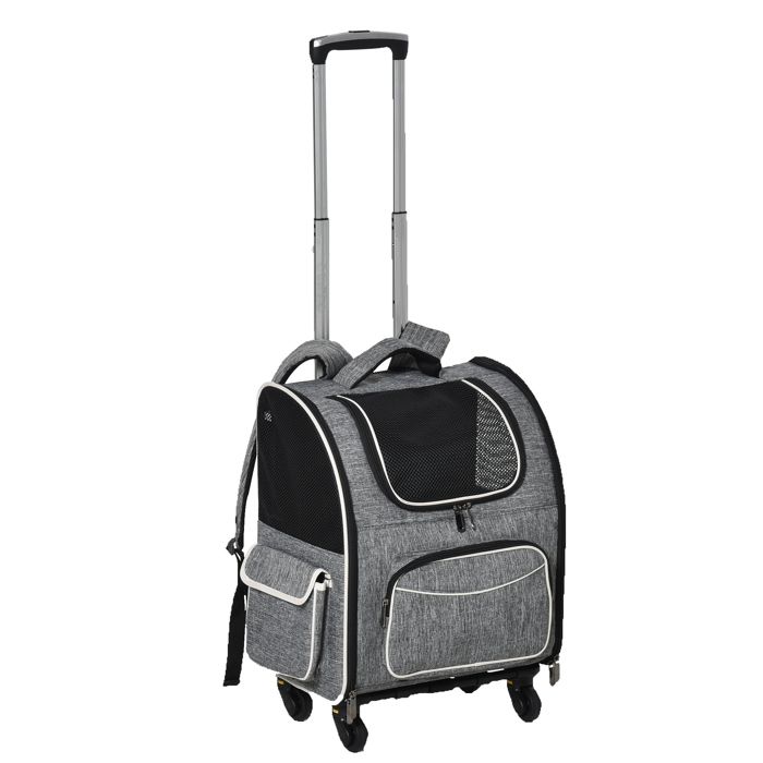 Comparer les prix de Sac de transport chien 2-en-1 trolley et sac à dos gris 43x33x515 cm
