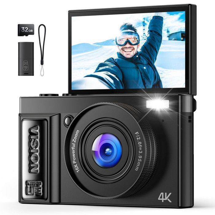 Appareil Photo Numérique 4K: 64MP Appareils Numérique avec 3 Écran Rabattable 180° - 20 Filtres Intégrés Batterie 1500 mAh