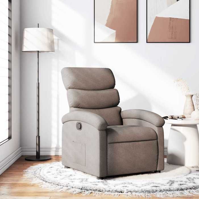 Printemps/été 2025 Fauteuil Relax SOLOMON Fauteuil inclinable Taupe Tissu - 70x92x99.5 cm LV4888